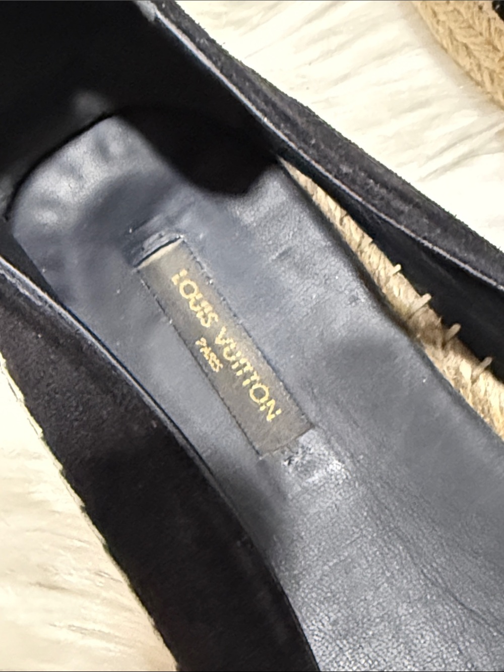 LOUIS VUITTON Front Pier Black Suede Crystal Embellished Espadrilles - Picture 10 of 16